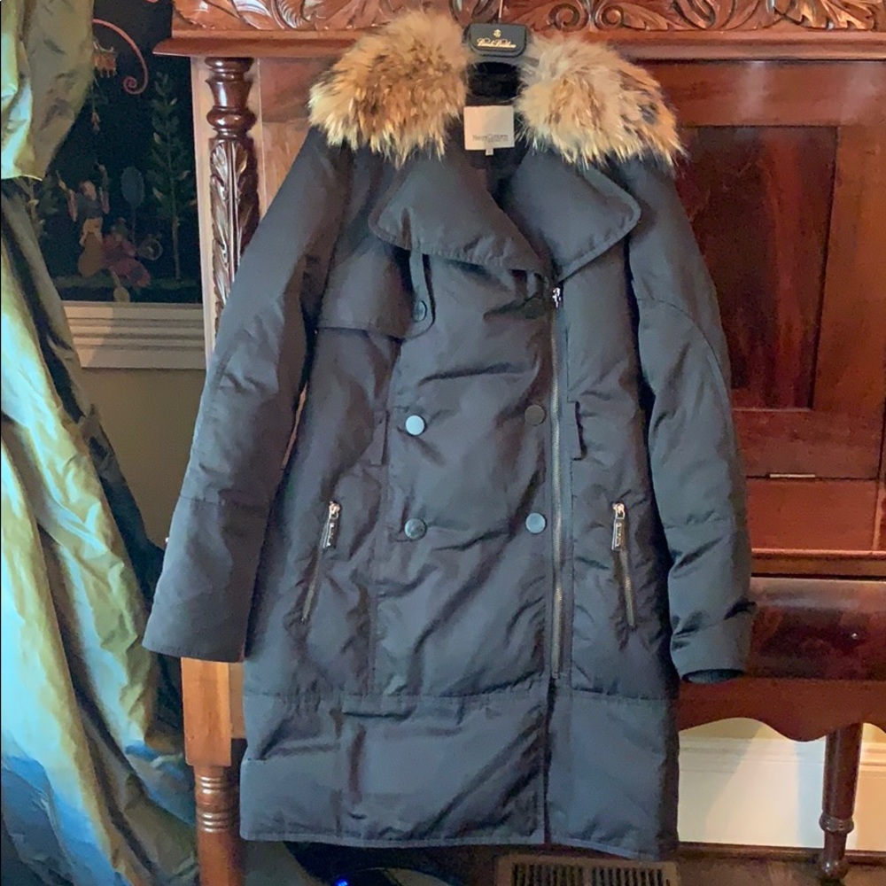Henry Cottons Goose Down Coat with fox collar